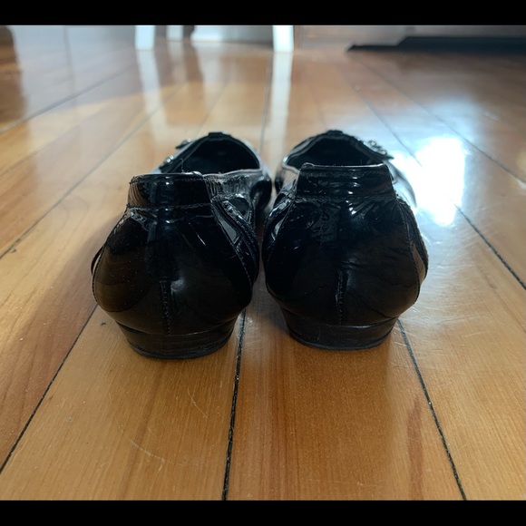 Mr Seymour’s 8.5M Designer Patent Leather Cut Out Studded Black Ballet Flats - Picture 3 of 5